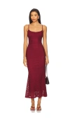 Bardot Louisa Mesh Midi Dress In Red