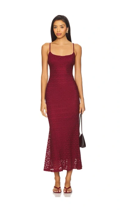 Bardot Louisa Mesh Midi Dress In Red