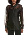 Bardot Luana Oversized Organza Shirt In Black