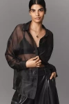 Bardot Luana Oversized Sheer Organza Buttondown Shirt In Multi