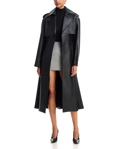 Bardot Luca Faux Leather Trench Coat In Black