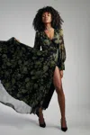 Bardot Lucianna Maxi Wrap Dress In Green Flo