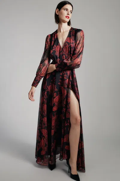 Bardot Lucianna Maxi Wrap Dress In Red Floral