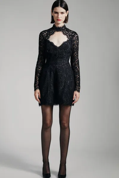 Bardot Lulani Long Sleeve Mini Dress In Black
