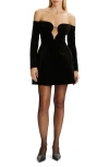 Bardot Luvia Off The Shoulder Long Sleeve Minidress In Black