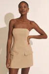 Bardot Madeline Hour-glass Strapless Mini Dress In Tan