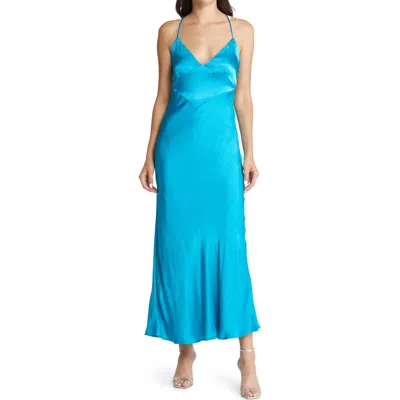 Bardot Madelyn Charmeuse Midi Slipdress In Blue