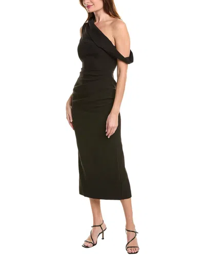 Bardot Maeve Asymmetric Midi Dress In Black