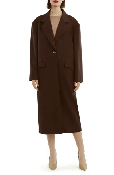 Bardot Maika Longline Coat In Dark Choco