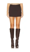 Bardot Maika Mid Rise Mini Skirt In Chocolate