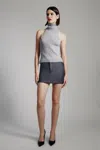 Bardot Aleia Turtleneck Sleeveless Rib Sweater In Dark Grey