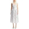 Bardot Malea Floral Print Corset Bodice Midi Dress In Blue Floral