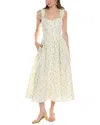 Bardot Malea Floral Print Sleeveless Linen Blend Midi Dress In Yellow