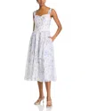 Bardot Malea Floral Print Corset Bodice Midi Dress In Blue Floral