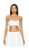 Bardot Marcelle Fringe Accent Bandeau Crop Top In 兰花白