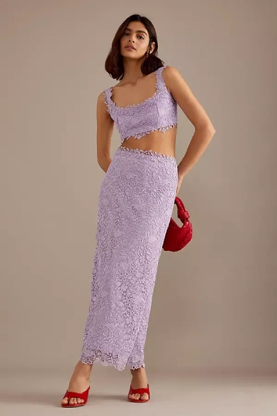 Bardot Mariah High-waisted Lace Maxi Skirt In Purple