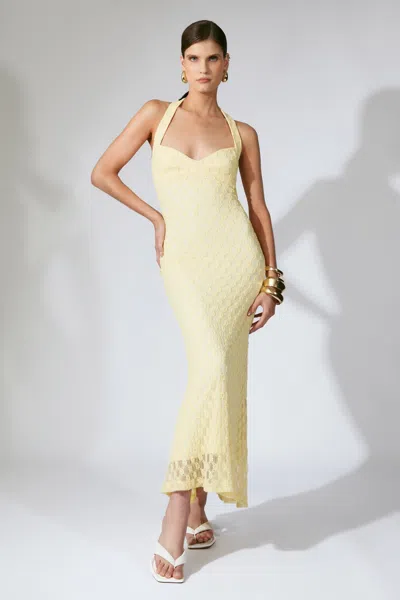 Bardot Mariko Halter Neck Midi Dress In Yellow