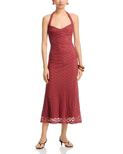 Bardot Mariko Halter Neck Midi Dress In Brown