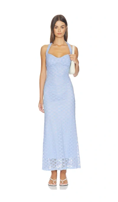 Bardot Mariko Halter Neck Midi Dress In Blue