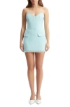 Bardot Mariska Strapless Tweed Top In Aqua