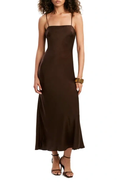 Bardot Marlo Satin Cocktail Slipdress In Brown