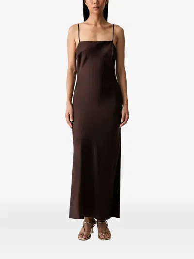 Bardot Marlo Satin-finish Spaghetti-strap Maxi Dress In Burgundy