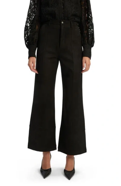 Bardot Marlowe Faux Suede Wide Leg Pants In Black