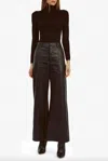 Bardot Marlowe Pu Wide Leg Pant In Black In Black