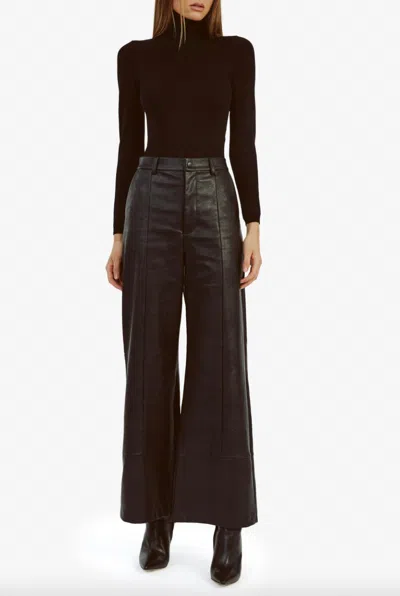Bardot Marlowe Pu Wide Leg Pant In Black