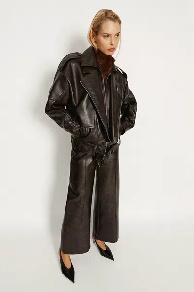 Bardot Marlowe Vegan Leather Pant In Black