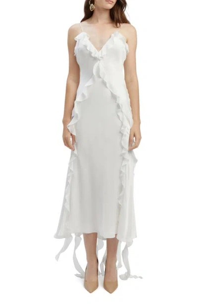 Bardot Marsella Ruffle Cocktail Midi Dress In Orchid White