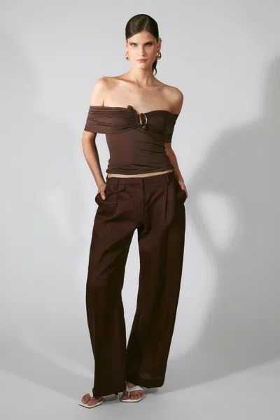 Bardot Martina Off The Shoulder Top In Brown