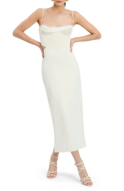 Bardot Cami Corset Detail Cut Out Midi Dress In White