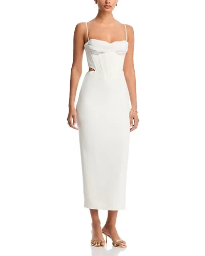 Bardot Cami Corset Detail Cut Out Midi Dress In White