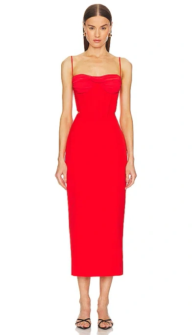 Bardot Martini Midi Dress In Fire Red