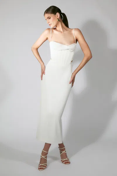 Bardot Martini Cutout Corset Midi Dress In White