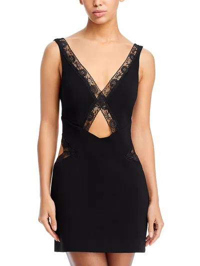 Bardot Marzanna Womens Lace Trim Sleeveless Mini Dress In Black