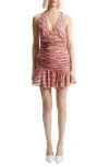Bardot Mave Abstract Print Halter Minidress In Red Spot
