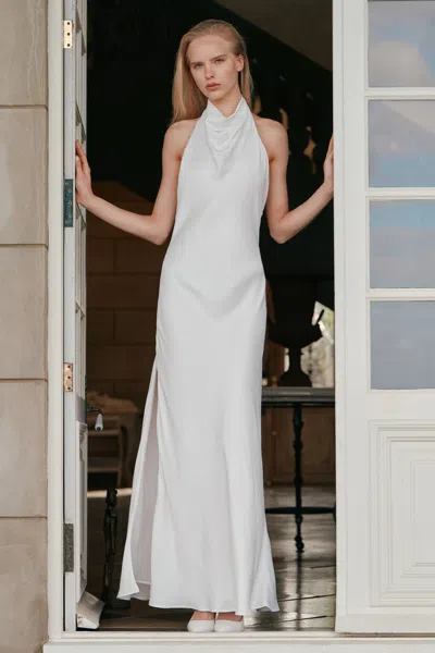 Bardot Maxine Satin Maxi Dress In White