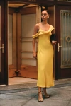 Bardot Womens Solid Chiffon Midi Dress In Yellow