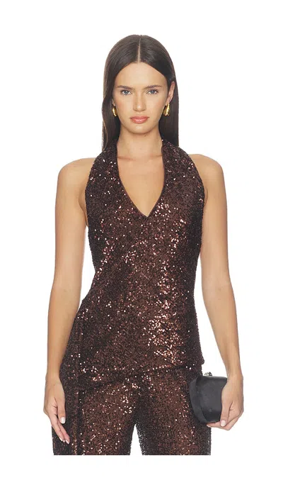 Bardot Melanie Halter Sequin Top In Animal Print