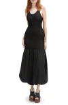 Bardot Melody Lace Poplin Trumpet Dress In Black