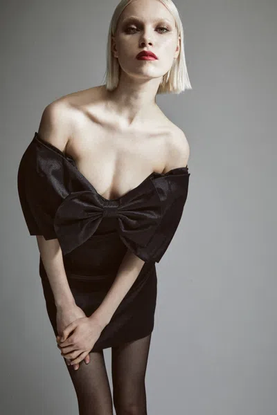 Bardot Mini Bow Dress In Black