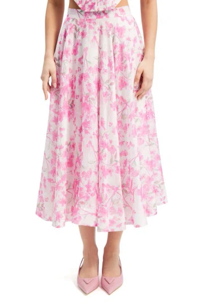 Bardot Mirabelle Floral Print Midi Skirt In Pink Floral