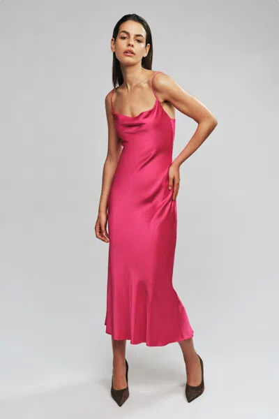 Bardot Mirana Satin Slip Midi Dress In Pink