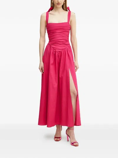 Bardot Mirelle Tie-strap Ruched Maxi Dress In Pink