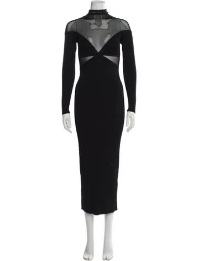 Pre-owned Bardot Mock Neck Long Dress In Black