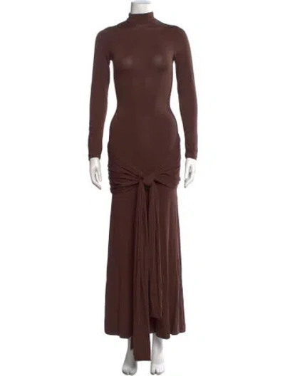 Pre-owned Bardot Mock Neck Long Dress In Brown