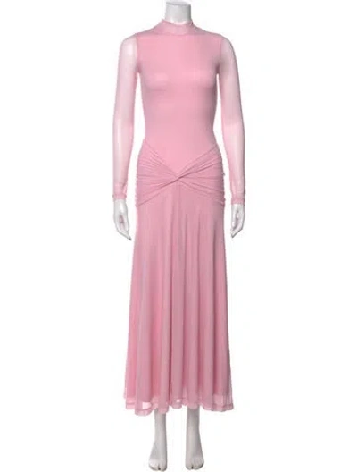 Pre-owned Bardot Mock Neck Long Dress In Pink