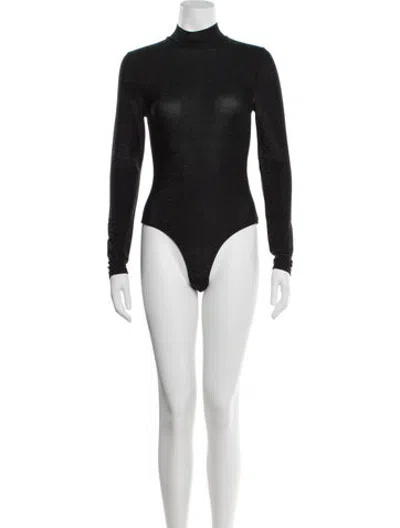 Pre-owned Bardot Mock Neck Long Sleeve Bodysuit W/ Tags In Black